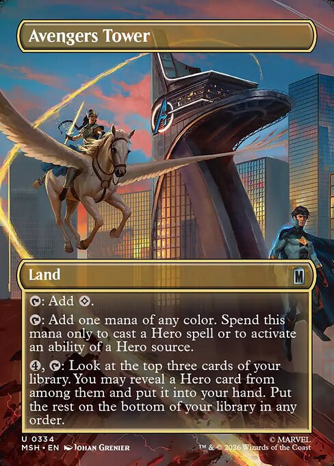 MSH, Avengers Tower, (Borderless), 334, U, Near Mint, (Foil), EN