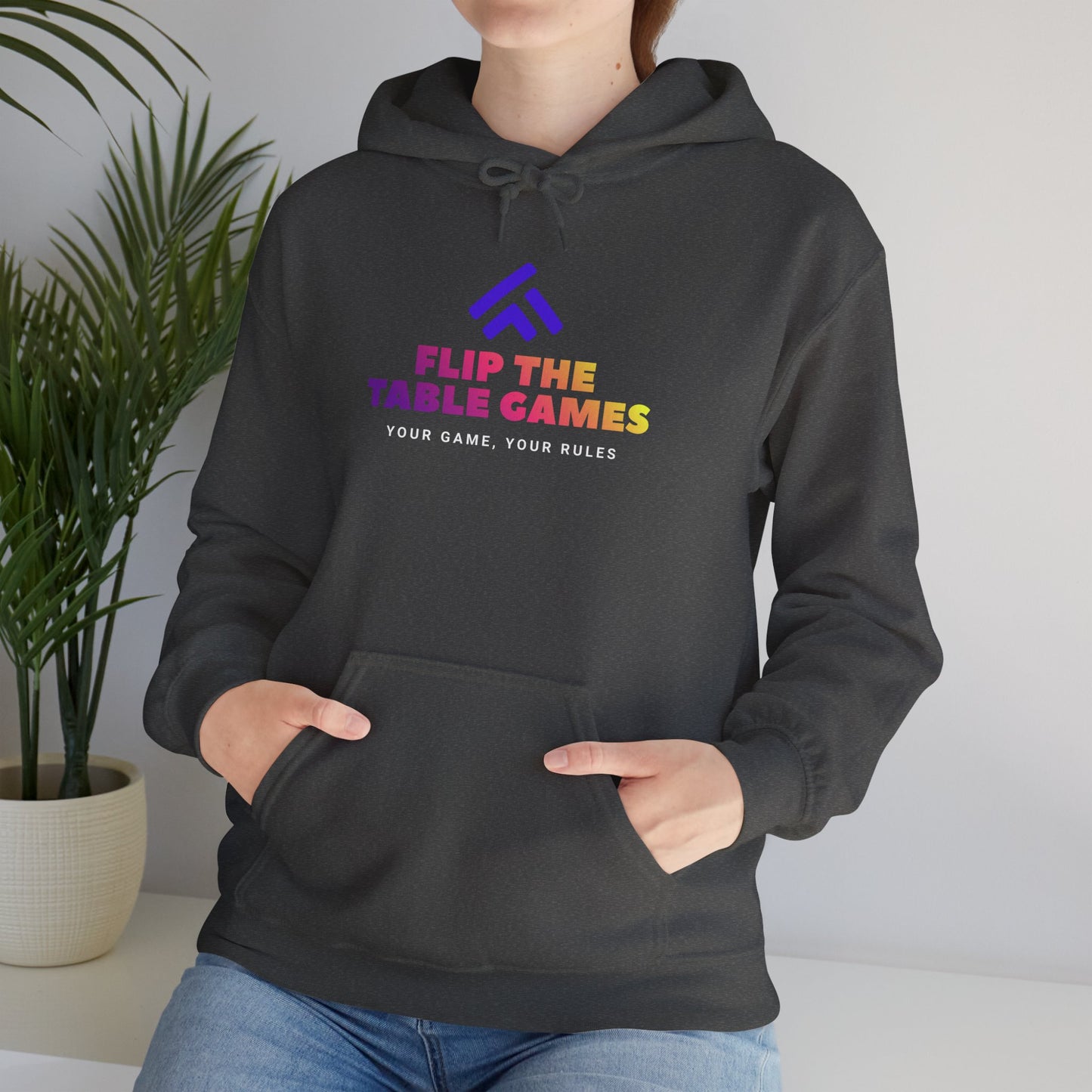 Flip the Table Games Hoodie - Unisex Heavy Blend Sweatshirt for Gaming Enthusiasts