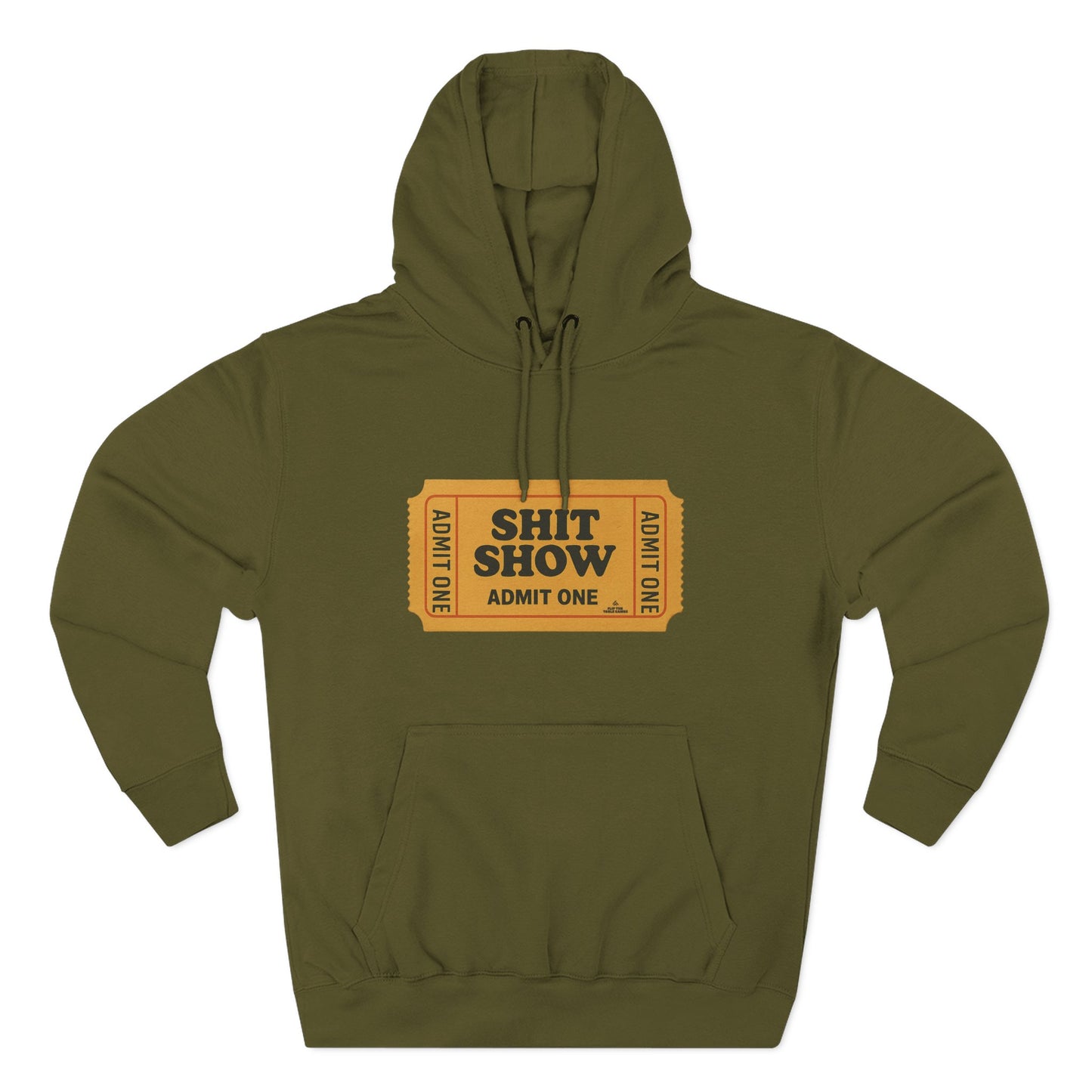 Hoodie — 'Shit Show Admit One' Yellow Vintage Ticket Graphic