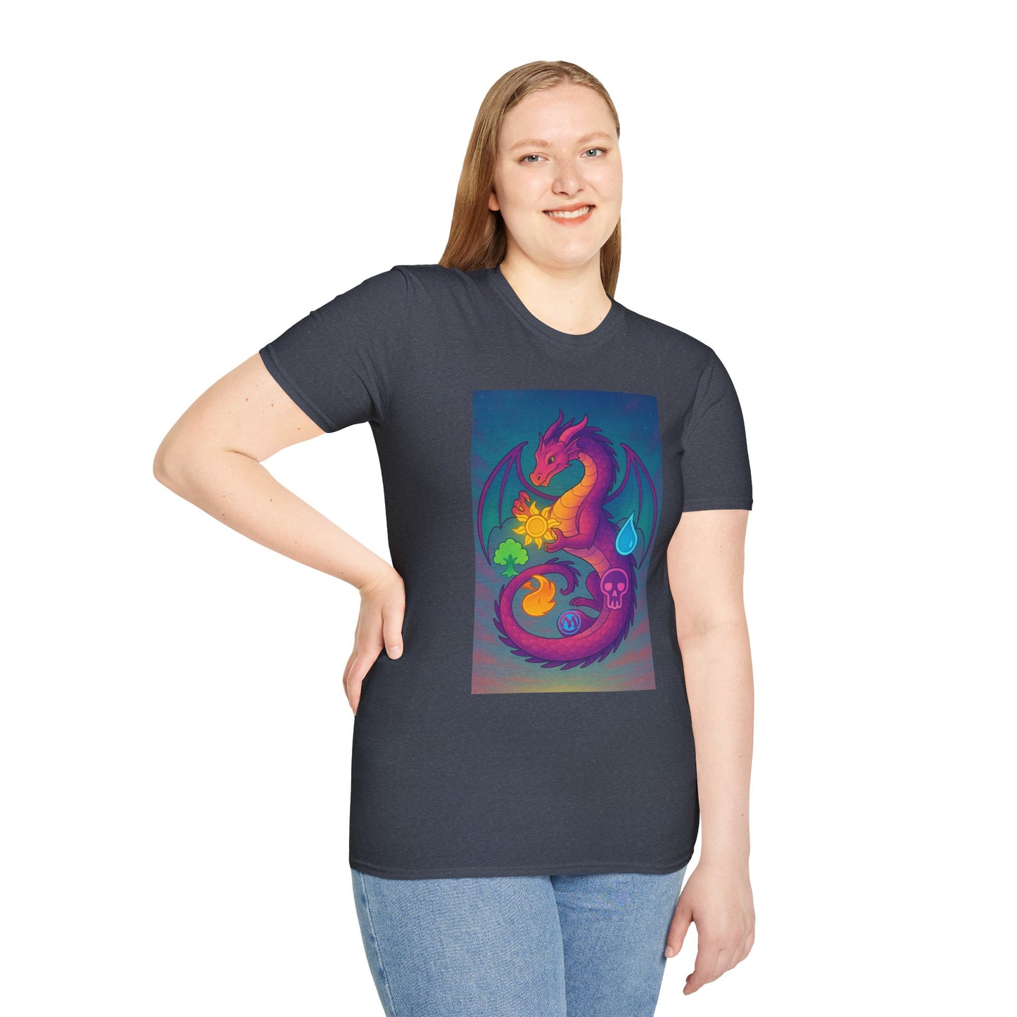 Vibrant Dragon Graphic T-Shirt for Unisex, Colorful Fantasy Tee, Casual Wear, Gift for Gamers, MTG, Magic the Gathering