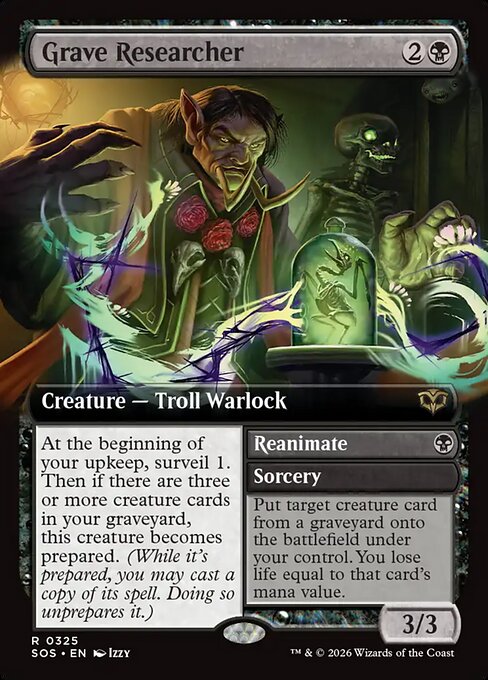 SOS, Grave Researcher // Reanimate, (Extended Art), 325, R, Near Mint, (Foil), EN