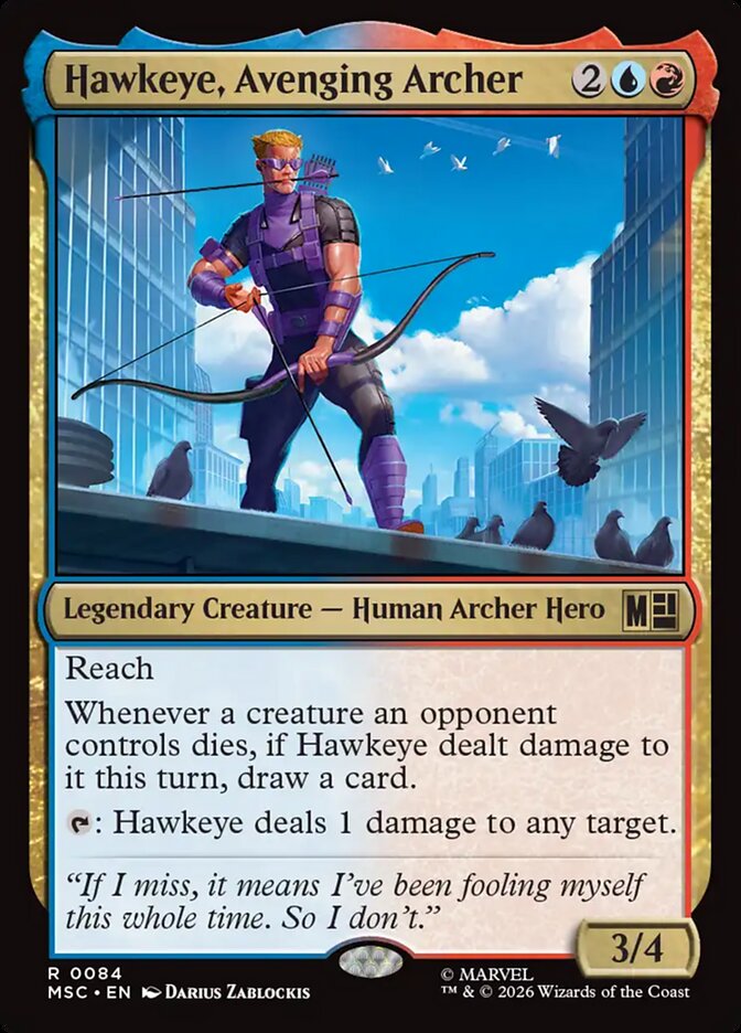 MSC, Hawkeye, Avenging Archer, Standard, 84, R, Near Mint, (Surge Foil), EN