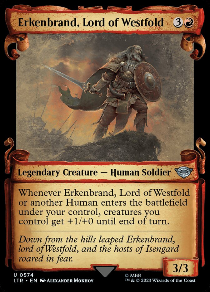 LTR, Erkenbrand, Lord of Westfold, (Showcase Scrolls), 574, U, Near Mint, (Silverfoil), EN