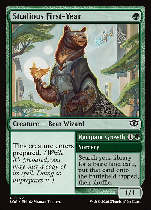 SOS, Studious First-Year // Rampant Growth, Standard, 162, C, Near Mint, (Foil), EN