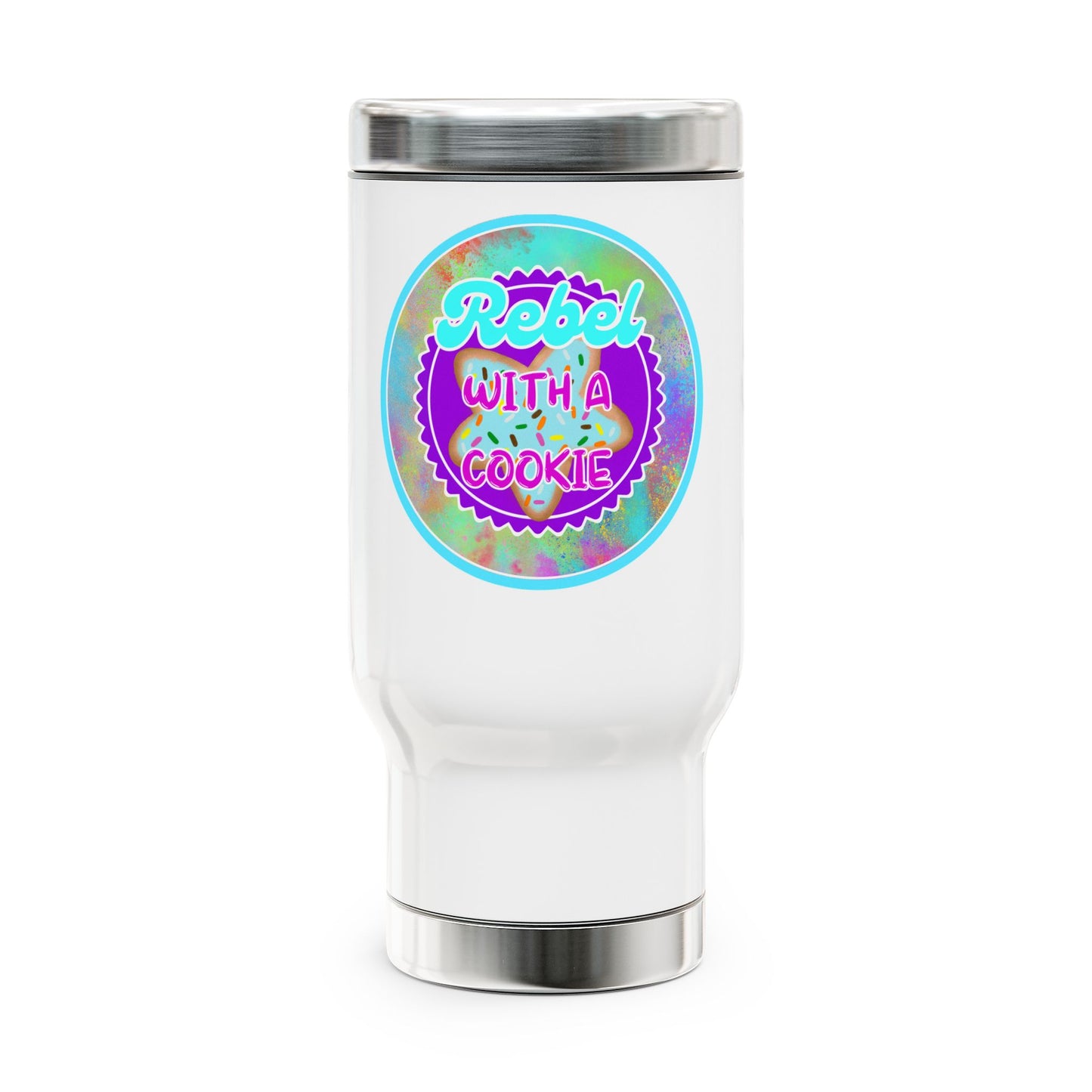 Rebel with a Cookie Travel Mug, 14oz, Cookies Mug, Travel Coffee Cup, Road Trip Essential