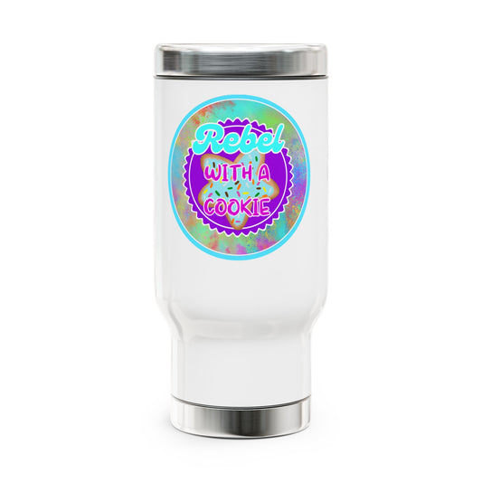 Rebel with a Cookie Travel Mug, 14oz, Cookies Mug, Travel Coffee Cup, Road Trip Essential