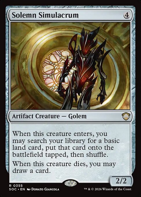 SOC, Solemn Simulacrum, Standard, 355, R, Near Mint, Normal, EN