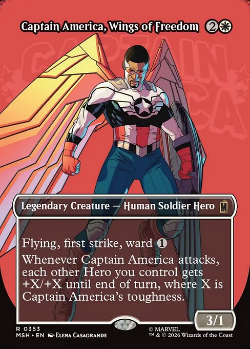 MSH, Captain America, Wings of Freedom, (Borderless), 353, R, Near Mint, (Foil), EN