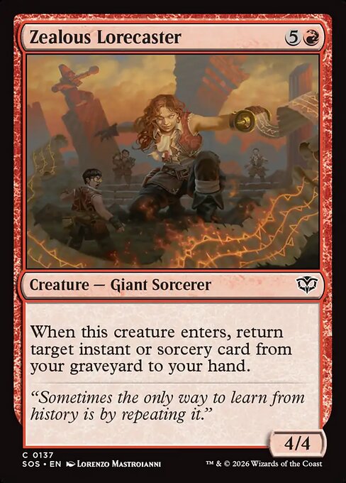 SOS, Zealous Lorecaster, Standard, 137, C, Near Mint, (Foil), EN