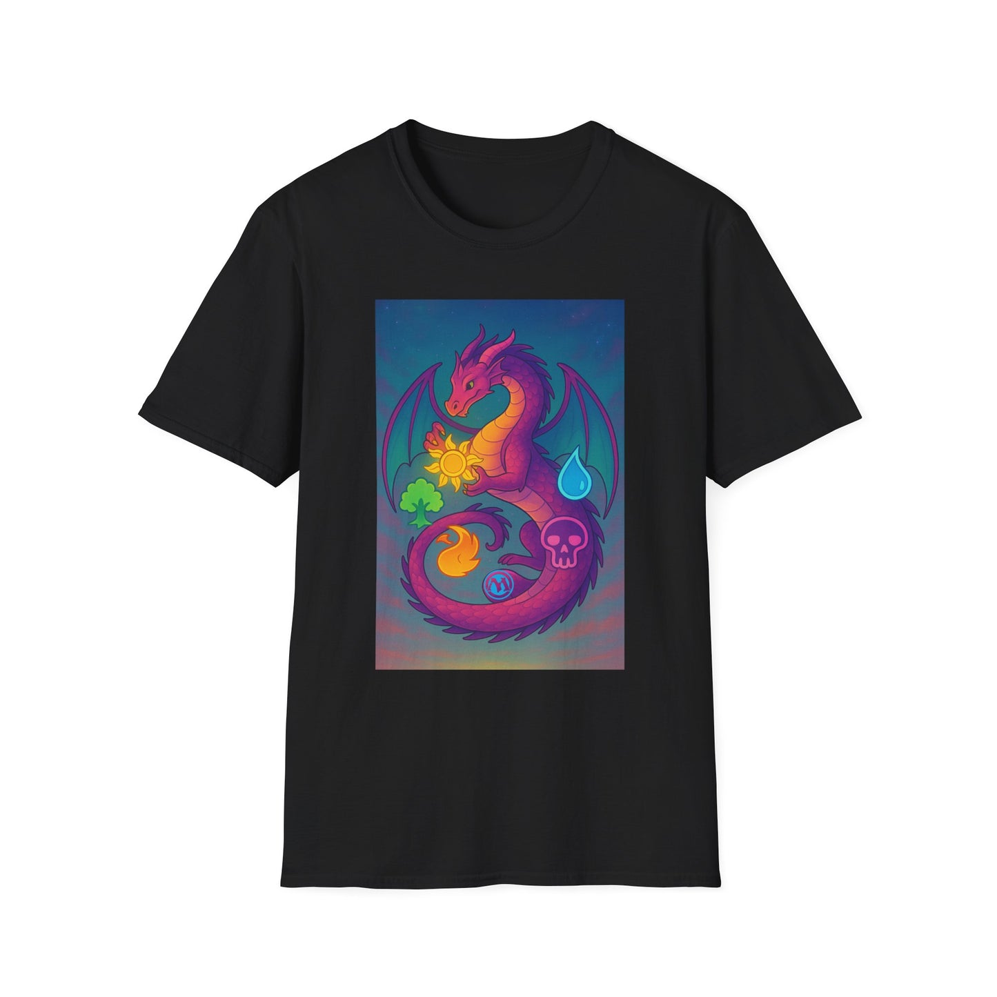Vibrant Dragon Graphic T-Shirt for Unisex, Colorful Fantasy Tee, Casual Wear, Gift for Gamers, MTG, Magic the Gathering
