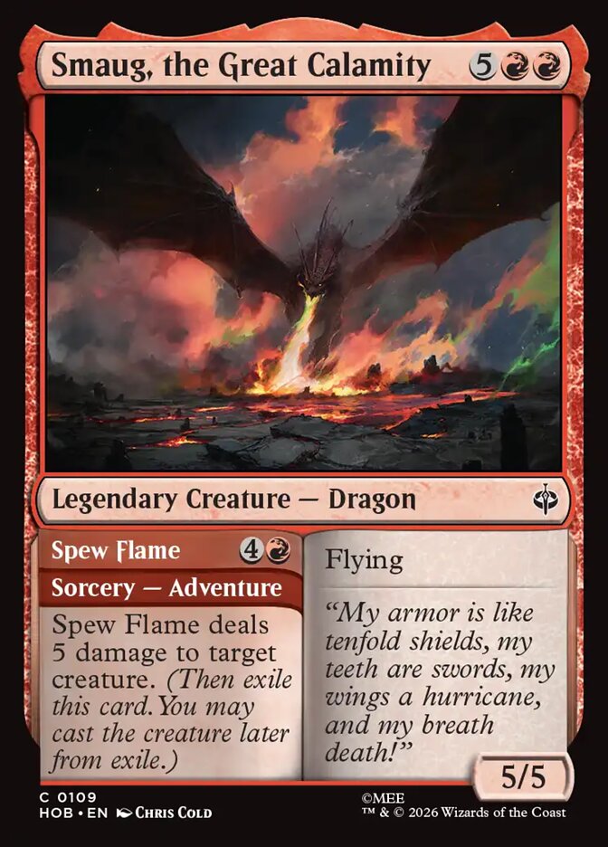 HOB, Smaug, the Great Calamity // Spew Flame, Standard, 109, C, Near Mint, (Foil), EN