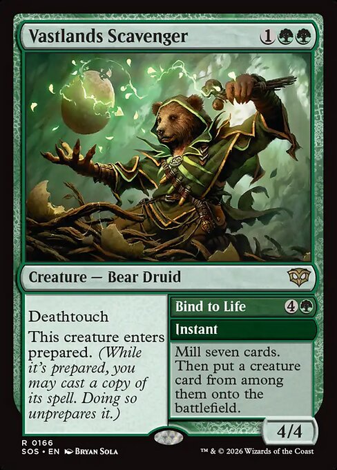 SOS, Vastlands Scavenger // Bind to Life, Standard, 166, R, Near Mint, Normal, EN