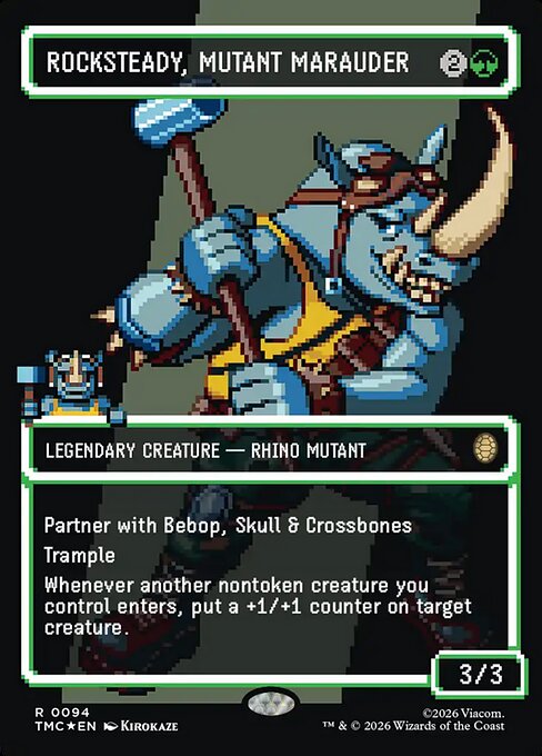 TMC, Rocksteady, Mutant Marauder, (Borderless), 94, R, Near Mint, (Surge Foil), EN
