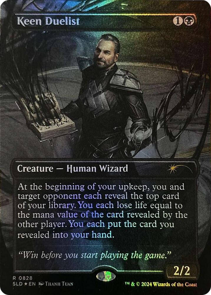 SLD, Keen Duelist, (Borderless), 828, R, Near Mint, (Rainbow Foil), EN