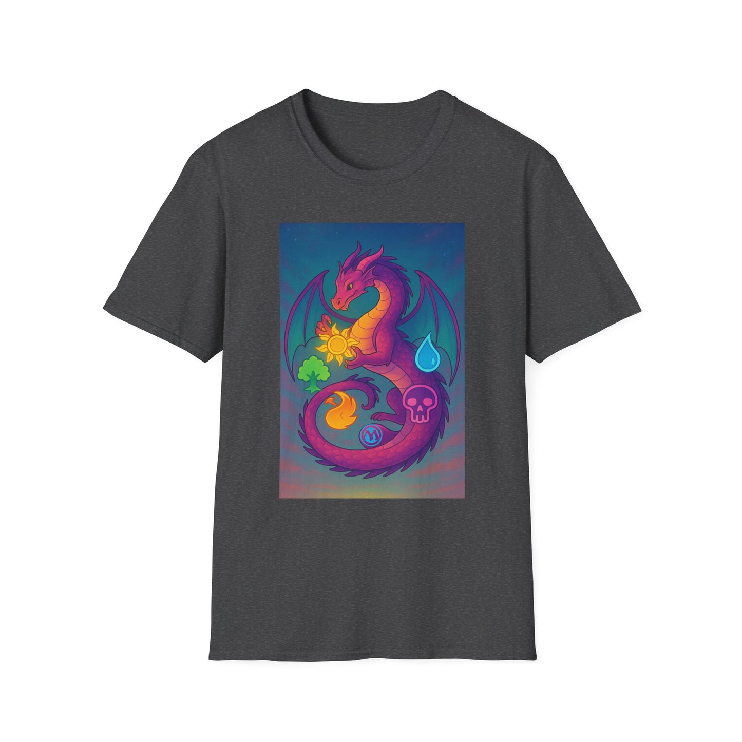 Vibrant Dragon Graphic T-Shirt for Unisex, Colorful Fantasy Tee, Casual Wear, Gift for Gamers, MTG, Magic the Gathering