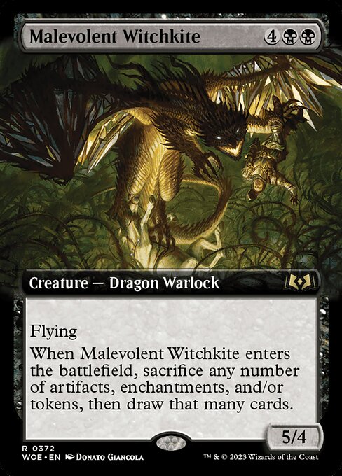 WOE, Malevolent Witchkite, (Extended Art), 372, R, Near Mint, Normal, EN