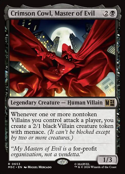 MSC, Crimson Cowl, Master of Evil, Standard, 653, R, Near Mint, Normal, EN
