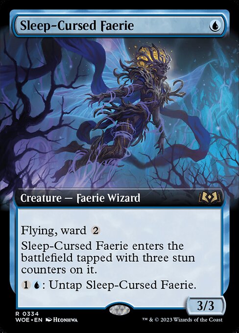 WOE, Sleep-Cursed Faerie, (Extended Art), 334, R, Near Mint, Normal, EN