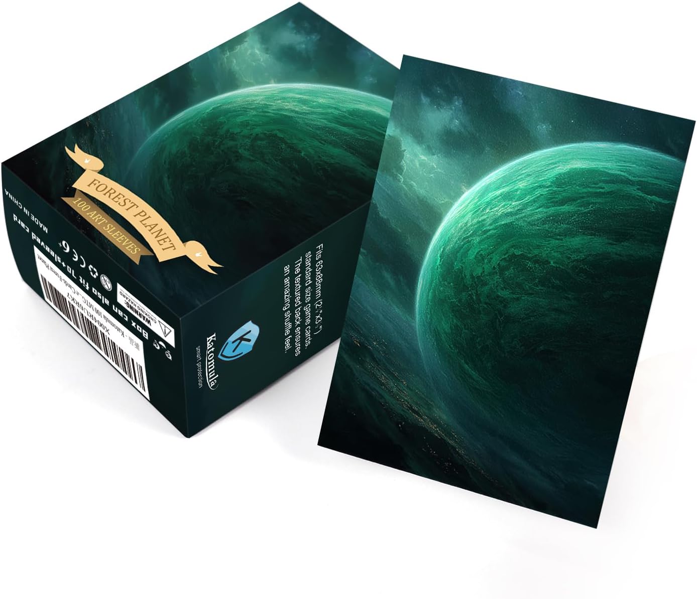Katomula 100 MTG Card Sleeves with 100 Inner Sleeve, Textured Back Art Sleeves, Fit Standard Size Cards-Forest Planet