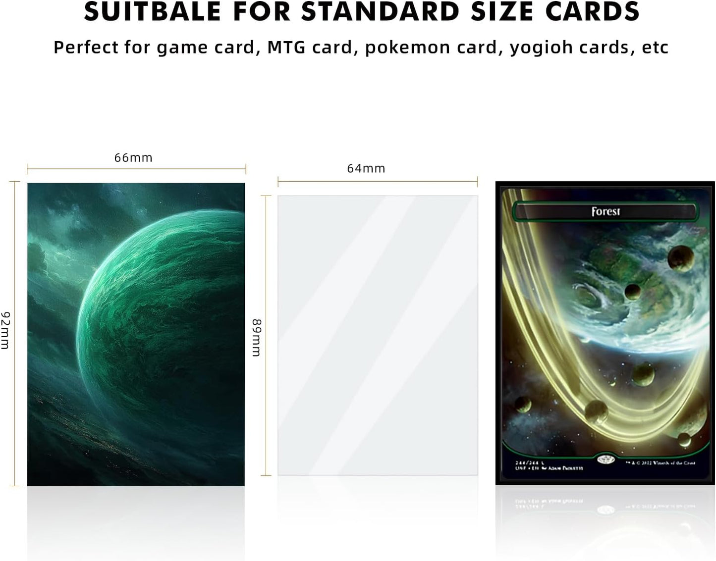 Katomula 100 MTG Card Sleeves with 100 Inner Sleeve, Textured Back Art Sleeves, Fit Standard Size Cards-Forest Planet