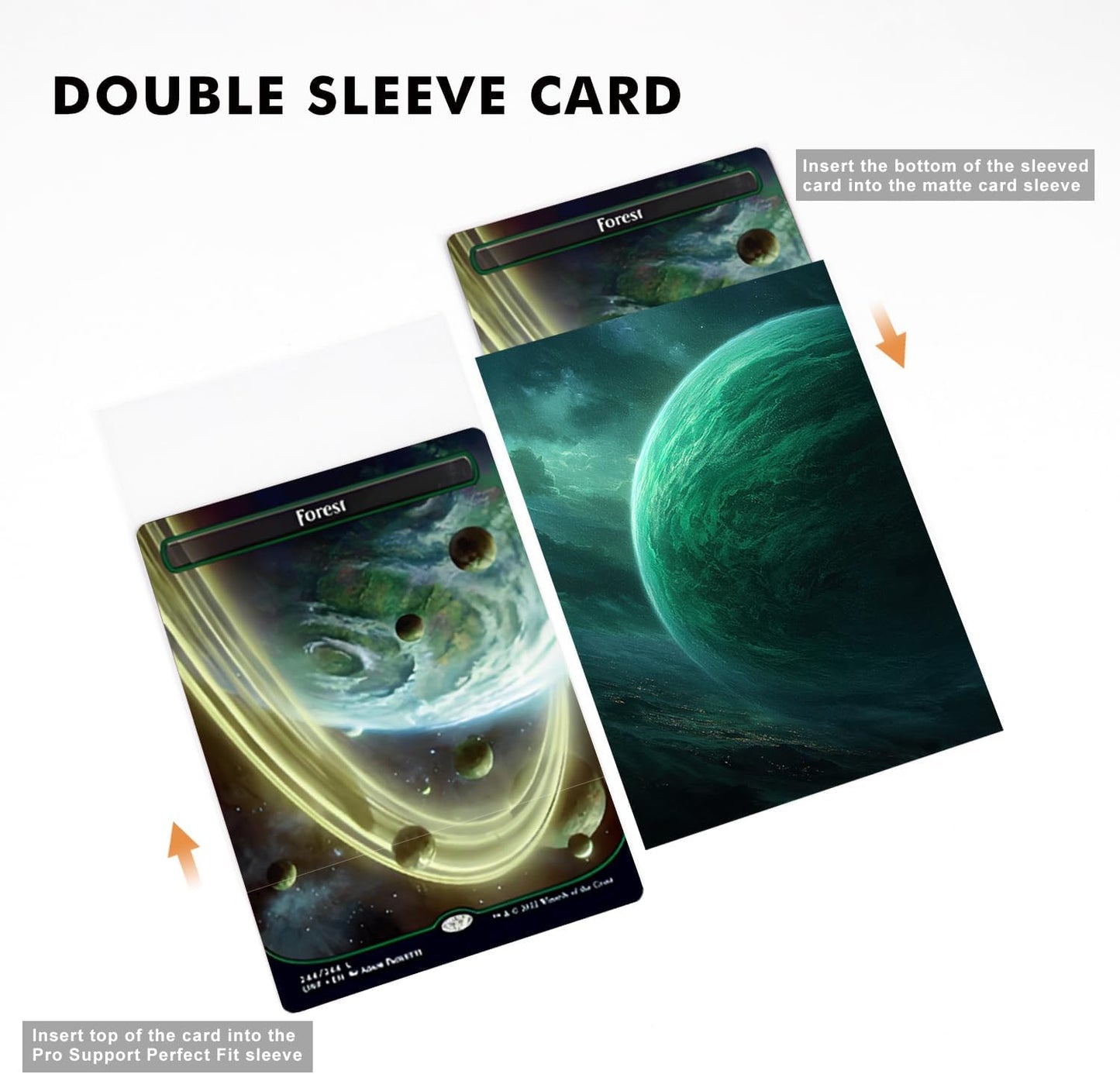 Katomula 100 MTG Card Sleeves with 100 Inner Sleeve, Textured Back Art Sleeves, Fit Standard Size Cards-Forest Planet