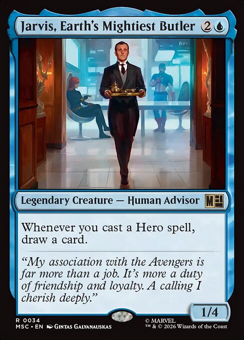 MSC, Jarvis, Earth's Mightiest Butler, Standard, 34, R, Near Mint, {Surge Foil}, EN