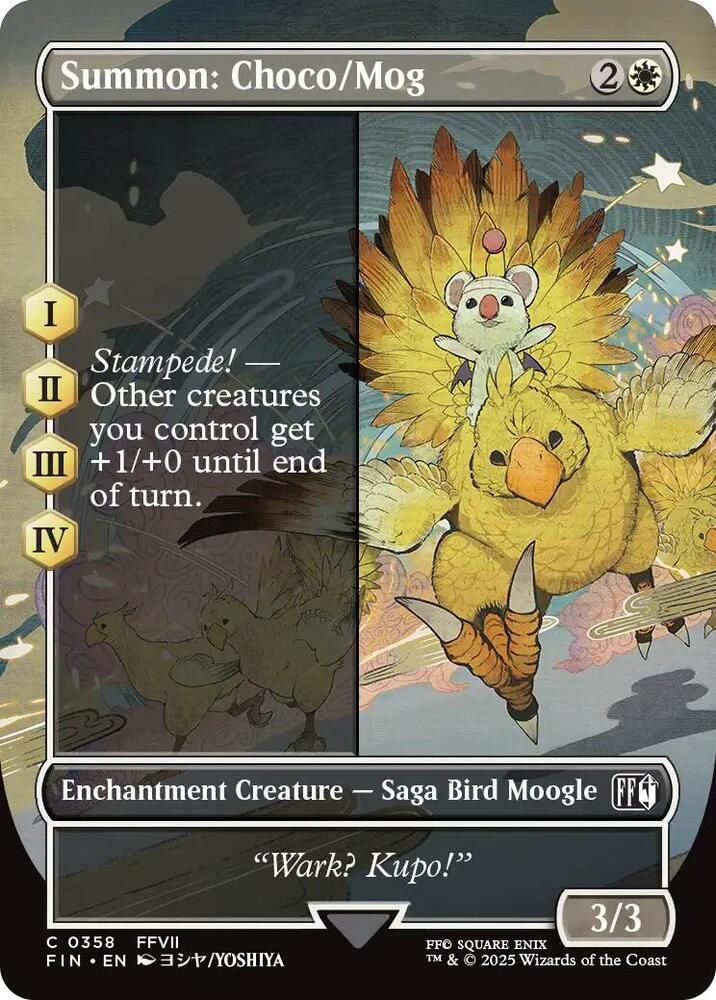 FIN, Summon: Choco/Mog, (Borderless), 358, C, Near Mint, Normal, EN
