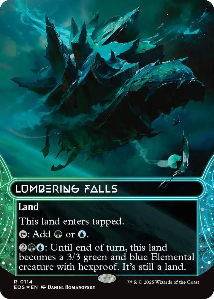 EOS, Lumbering Falls, (Borderless), 114, R, Near Mint, (Galaxy Foil), EN