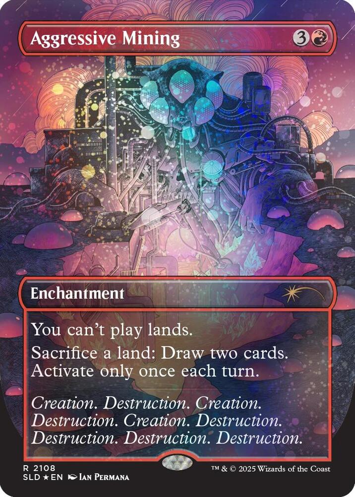 SLD, Aggressive Mining, (Borderless), 2108, R, Near Mint, (Galaxy Foil), EN