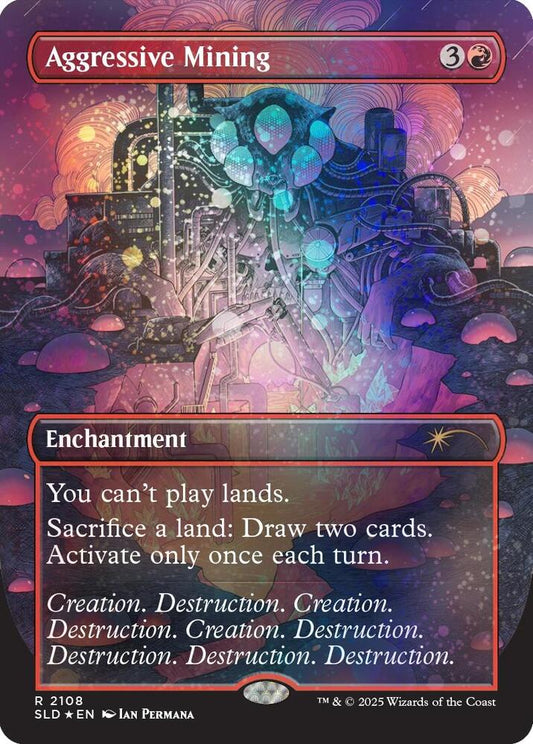 SLD, Aggressive Mining, (Borderless), 2108, R, Near Mint, (Galaxy Foil), EN
