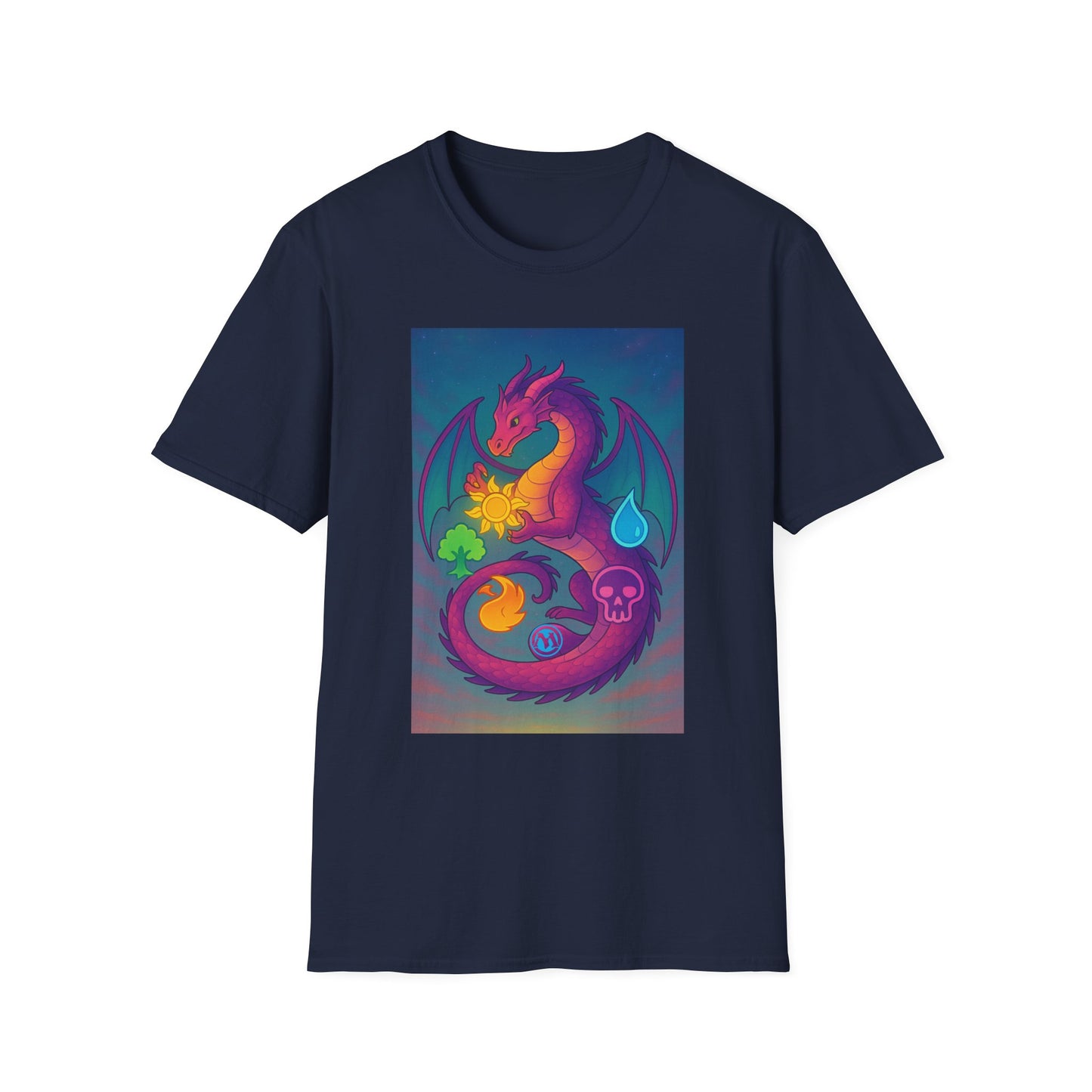 Vibrant Dragon Graphic T-Shirt for Unisex, Colorful Fantasy Tee, Casual Wear, Gift for Gamers, MTG, Magic the Gathering