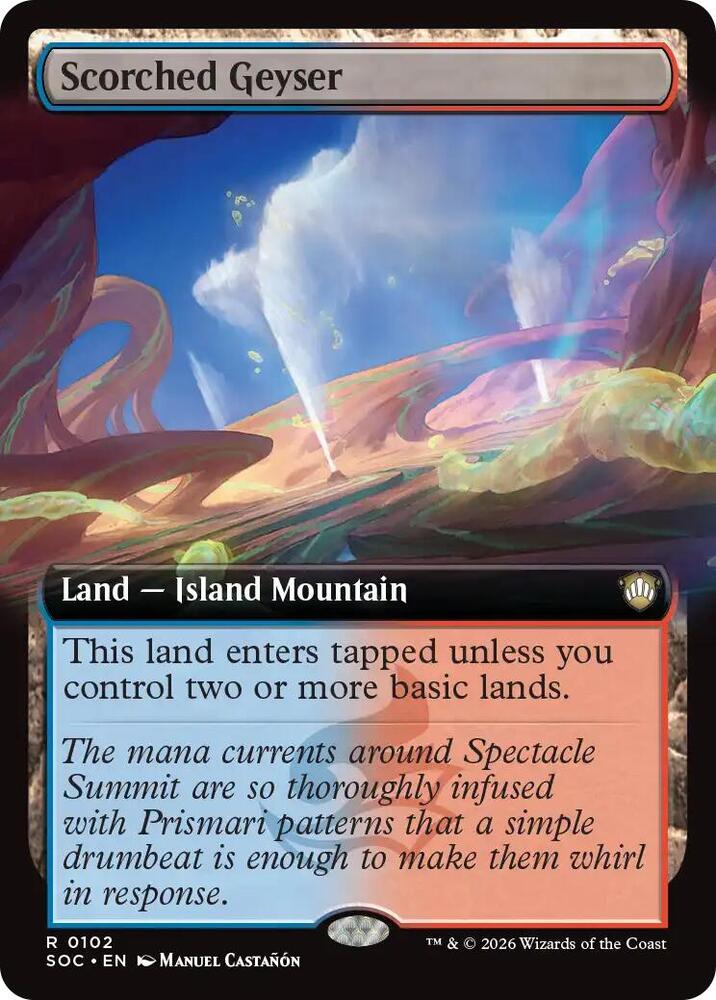 SOC, Scorched Geyser, (Extended Art), 102, R, Near Mint, Normal, EN