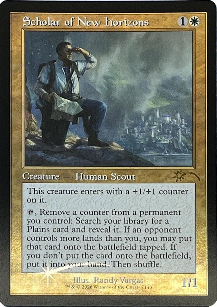 SLD, Scholar of New Horizons, (Retro Frame), 7143, R, Near Mint, (Foil), EN