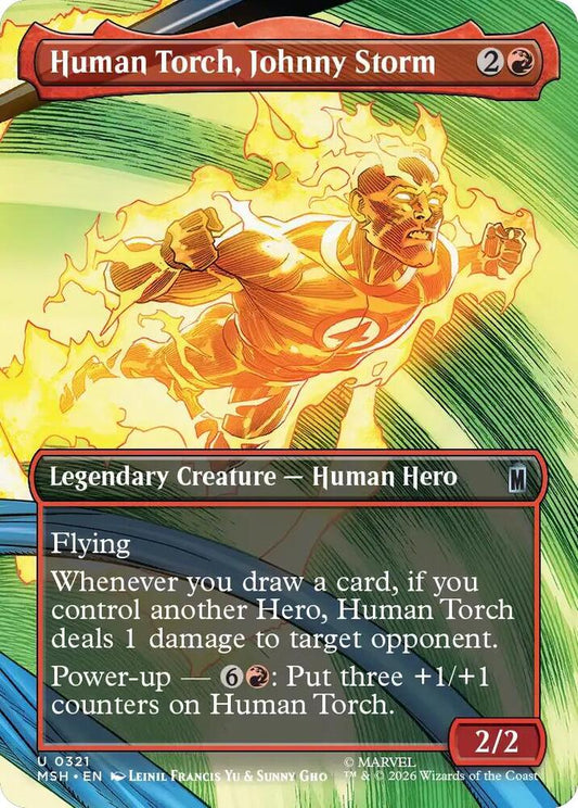 MSH, Human Torch, Johnny Storm, (Borderless), 321, U, Near Mint, Normal, EN