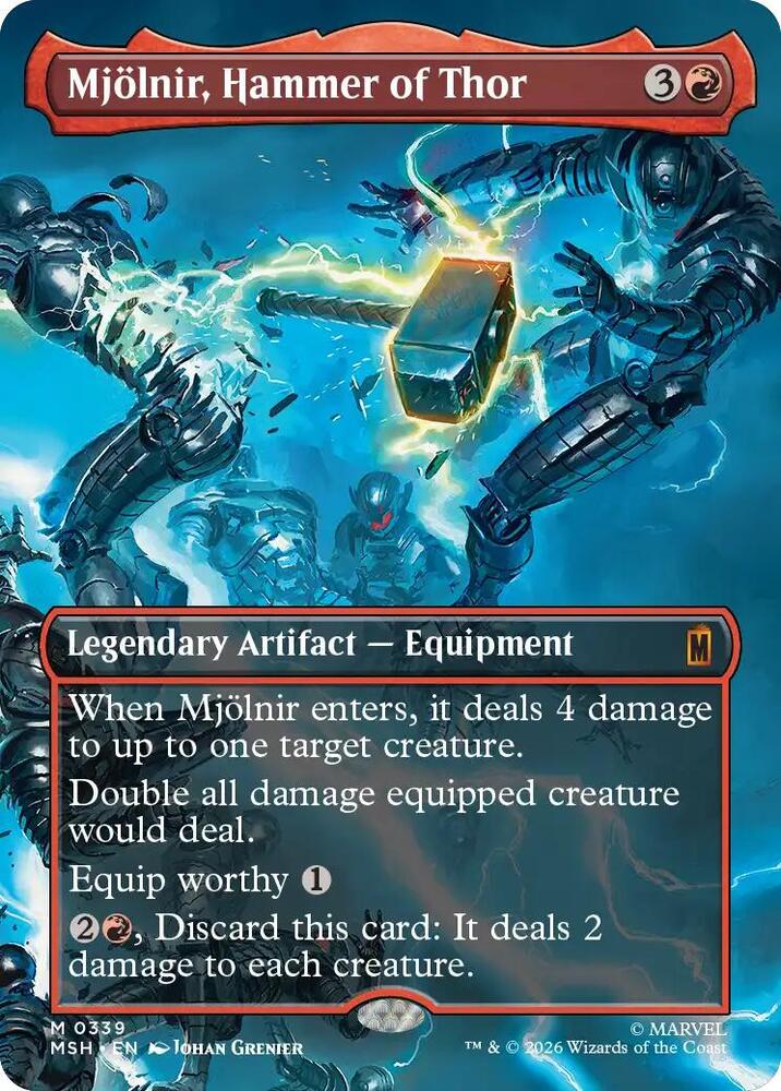 MSH, Mjölnir, Hammer of Thor, (Borderless), 339, M, Near Mint, Normal, EN