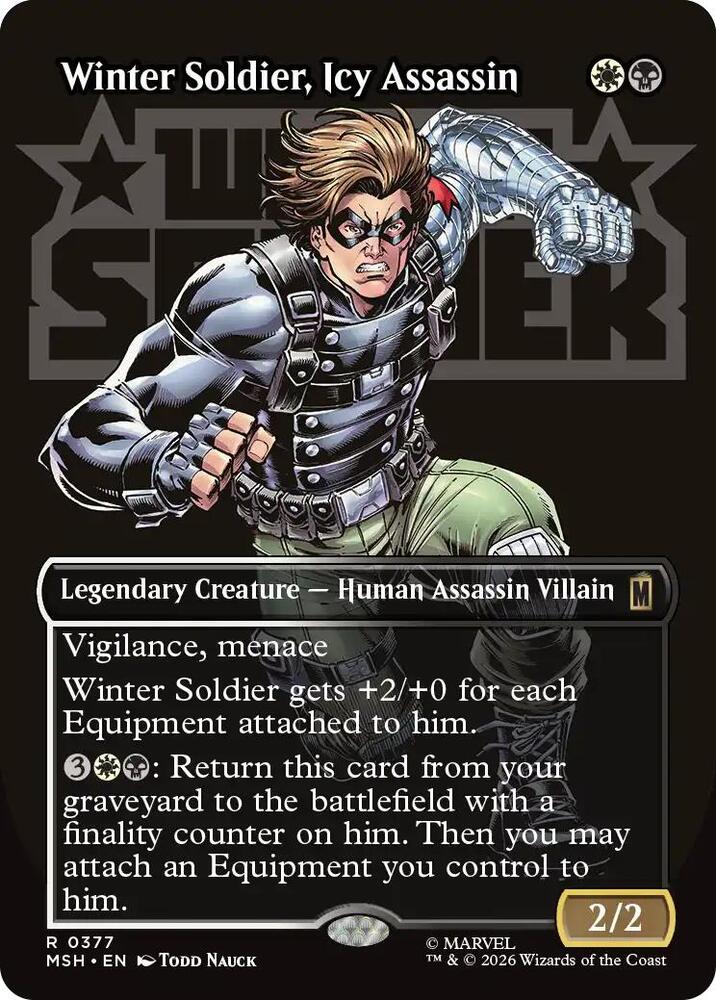 MSH, Winter Soldier, Icy Assassin, (Borderless), 377, R, Near Mint, Normal, EN