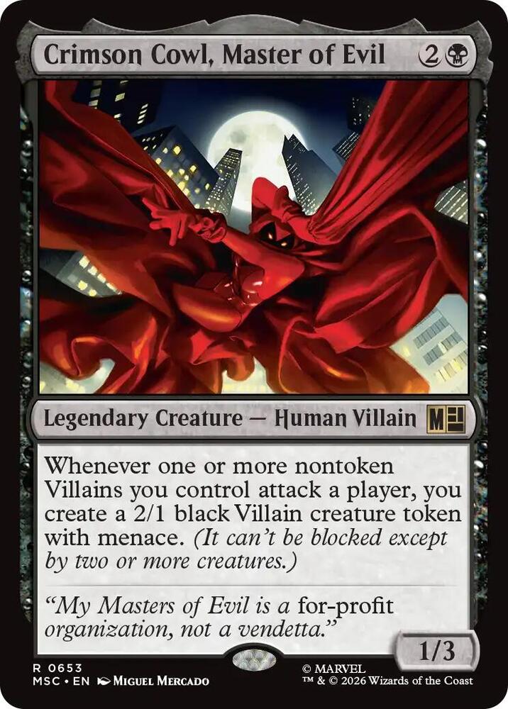 MSC, Crimson Cowl, Master of Evil, Standard, 653, R, Near Mint, (Foil), EN