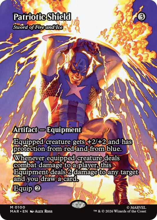 MAR, Patriotic Shield - Sword of Fire and Ice, (Borderless), 100, M, Near Mint, Normal, EN
