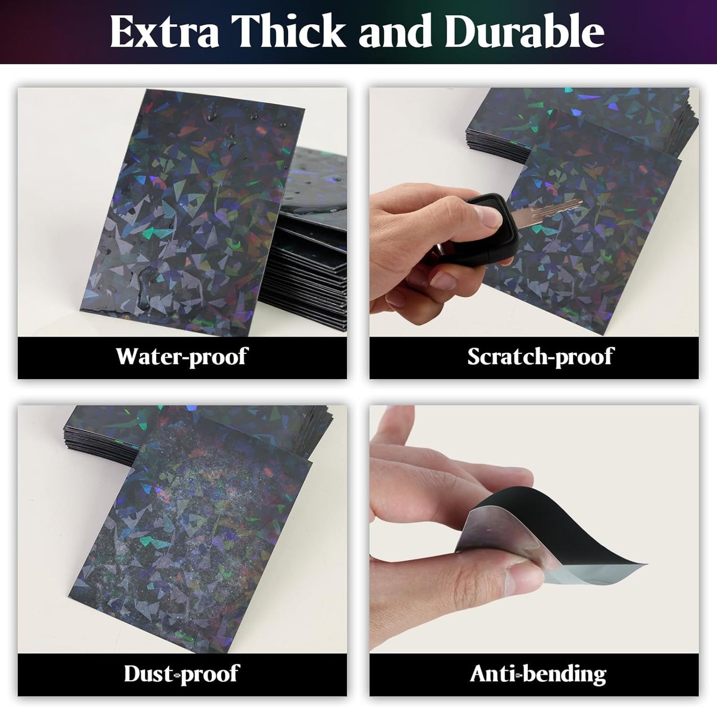 100ct Firework Holographic Card Sleeves, Matte Back Finish