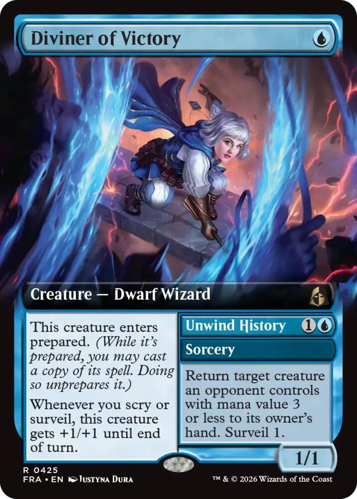 FRA, Diviner of Victory // Unwind History, (Extended Art), 425, R, Near Mint, Normal, EN