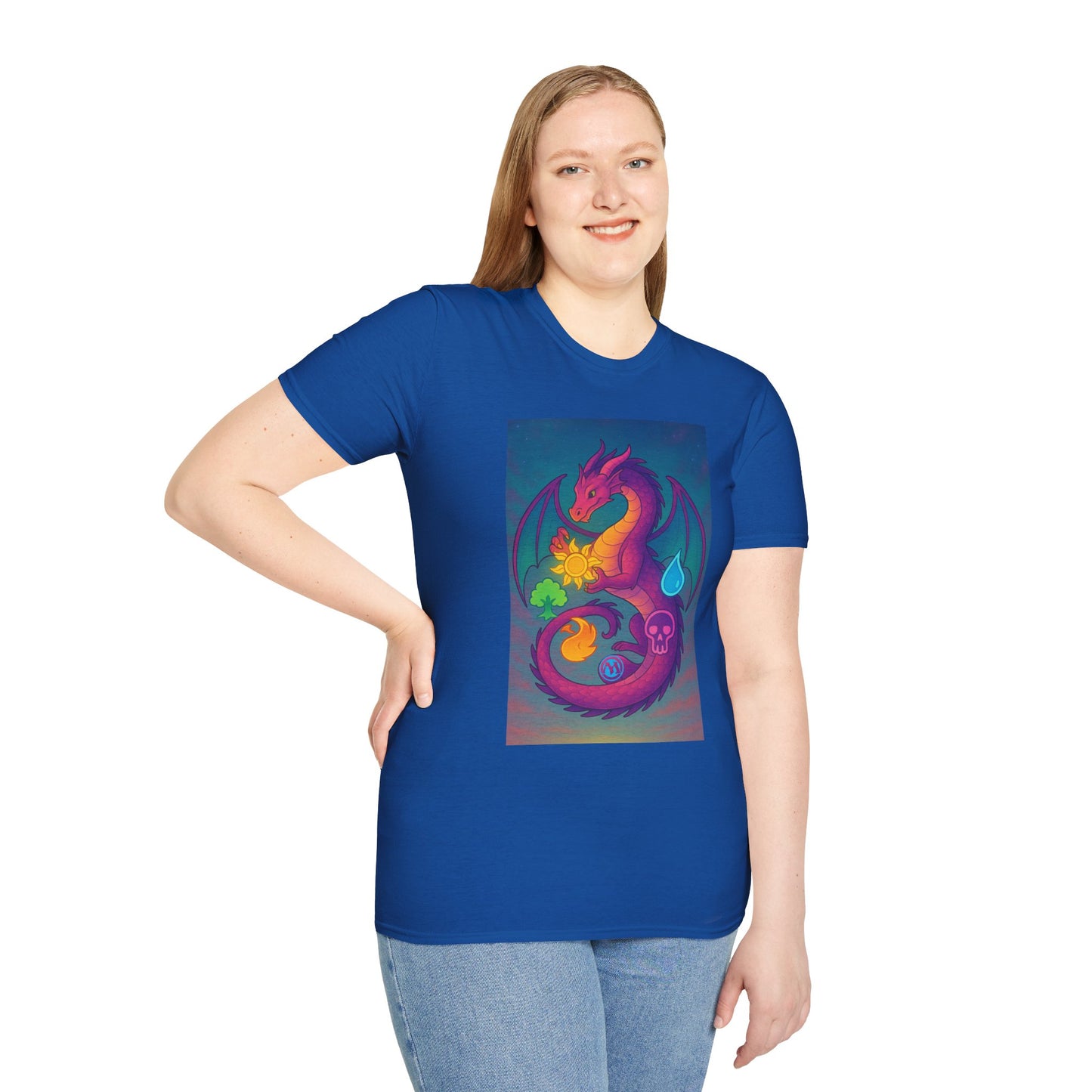 Vibrant Dragon Graphic T-Shirt for Unisex, Colorful Fantasy Tee, Casual Wear, Gift for Gamers, MTG, Magic the Gathering