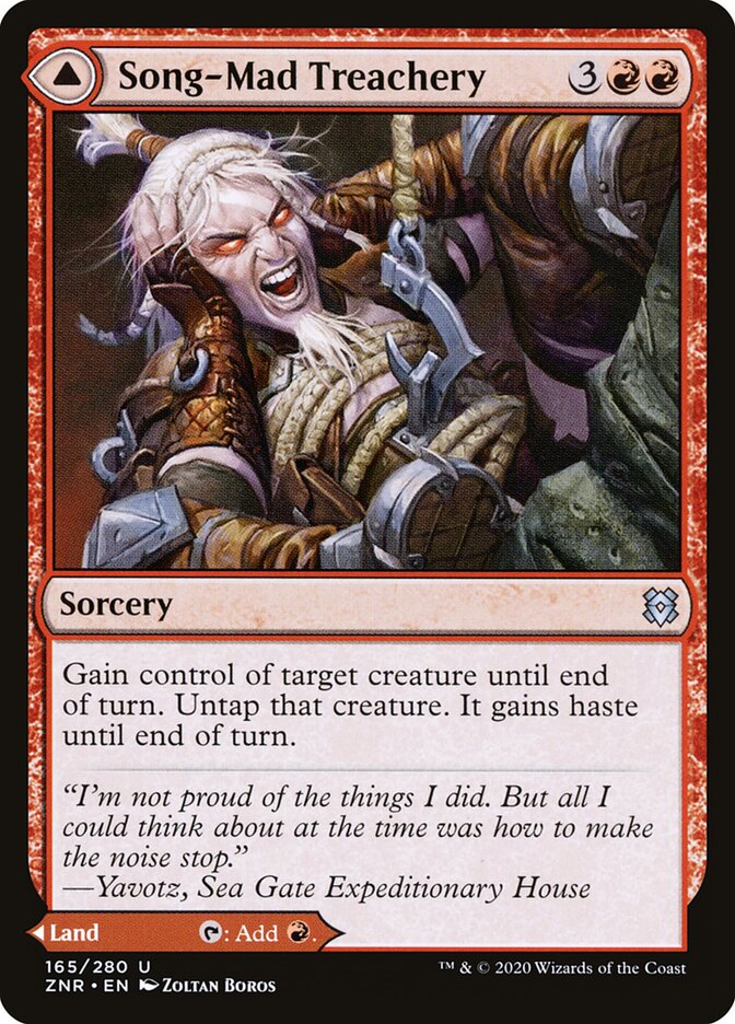 ZNR, Song-Mad Treachery // Song-Mad Ruins, Standard, 165, U, Near Mint, Normal, EN