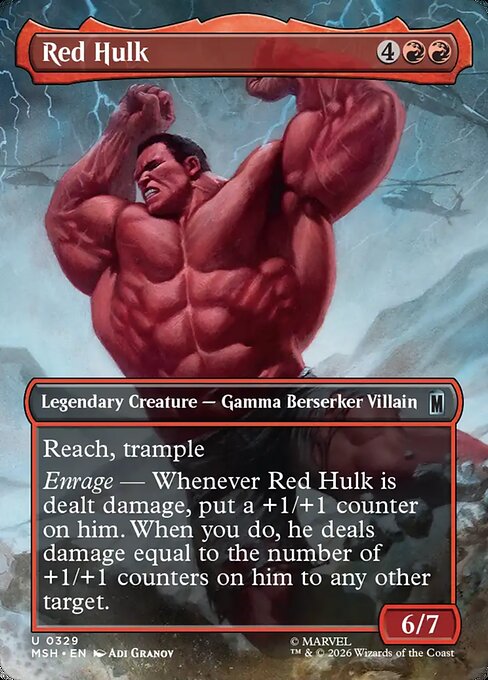 MSH, Red Hulk, (Borderless), 329, U, Near Mint, (Foil), EN