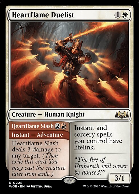 WOE, Heartflame Duelist // Heartflame Slash, Standard, 228, R, Near Mint, (Foil), EN