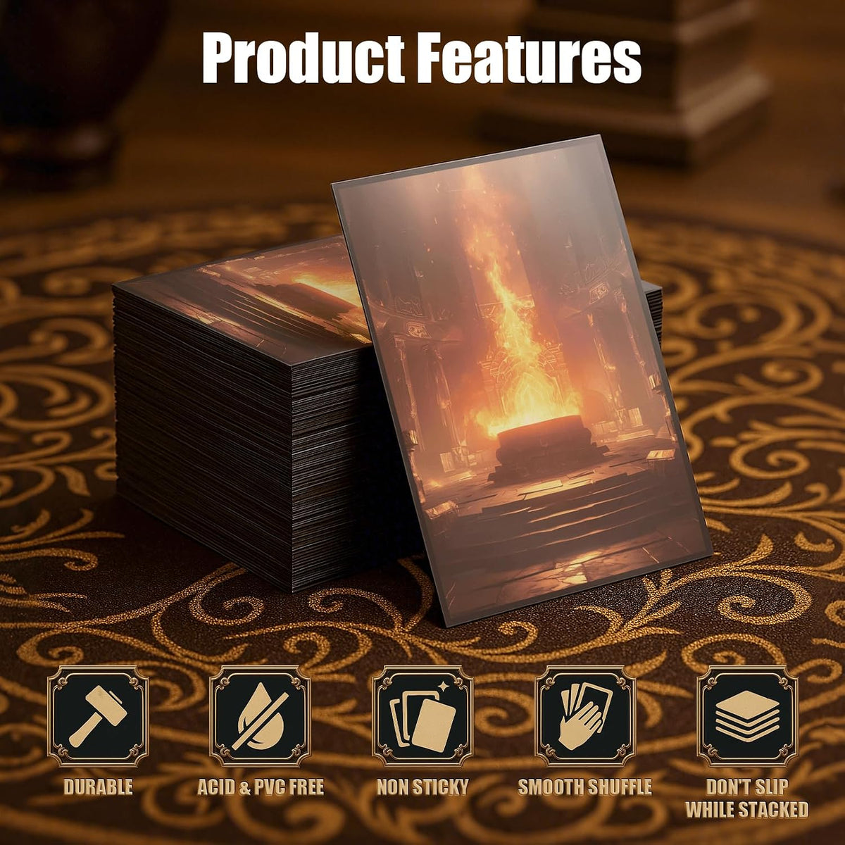 100ct Sacred Foundry - Fantasy Shock Lands Card Sleeves, Matte Back Finish