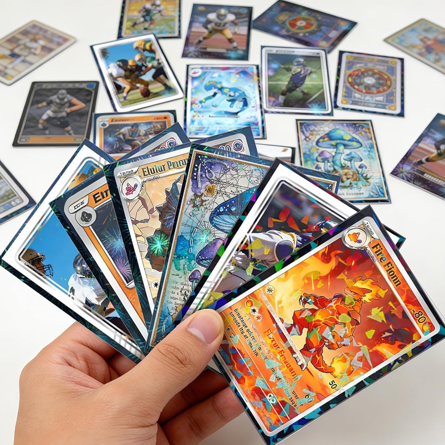 100ct Firework Holographic Card Sleeves, Matte Back Finish