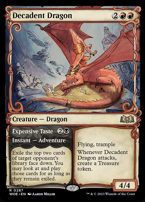 WOE, Decadent Dragon // Expensive Taste, (Showcase), 287, R, Near Mint, (Foil), EN