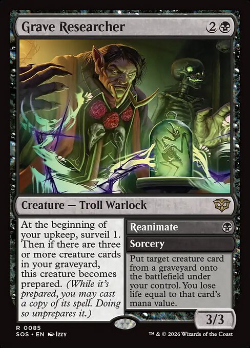 SOS, Grave Researcher // Reanimate, Standard, 85, R, Near Mint, Normal, EN
