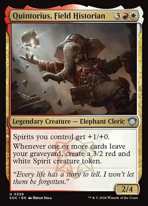 SOC, Quintorius, Field Historian, Standard, 326, U, Near Mint, Normal, EN