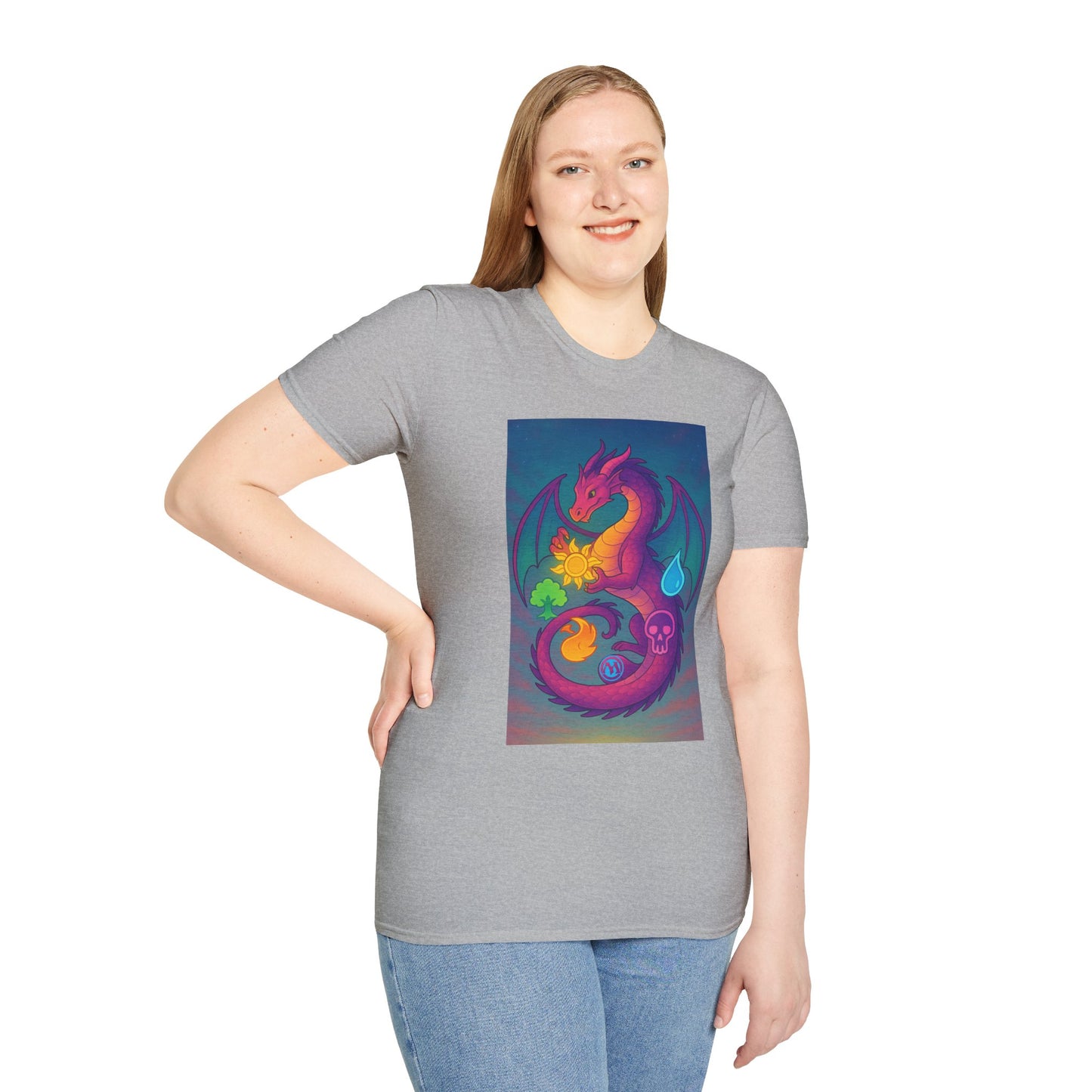 Vibrant Dragon Graphic T-Shirt for Unisex, Colorful Fantasy Tee, Casual Wear, Gift for Gamers, MTG, Magic the Gathering